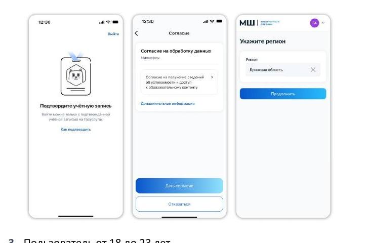 Подтверждение учётной записи и согласие учащегося 14–17 лет